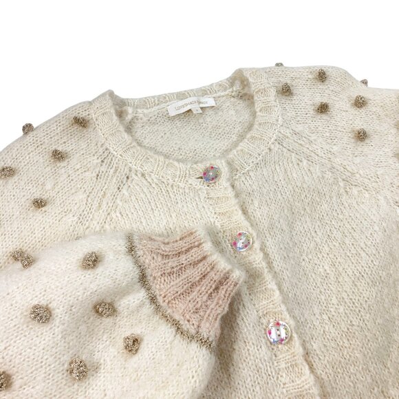 LoveShackFancy Nuri Boyfriend Cardigan Womens Size S Mohair Wool Blend Cream - Picture 6 of 10